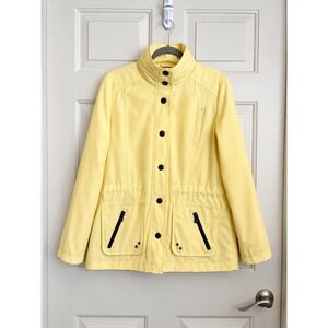 Butter Yellow Funnel Neck Rain Windbreaker Drawstring Waist Size Large Gorpcore
